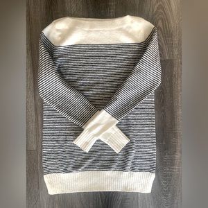 LOFT Striped blue & white striped soft cotton sweater